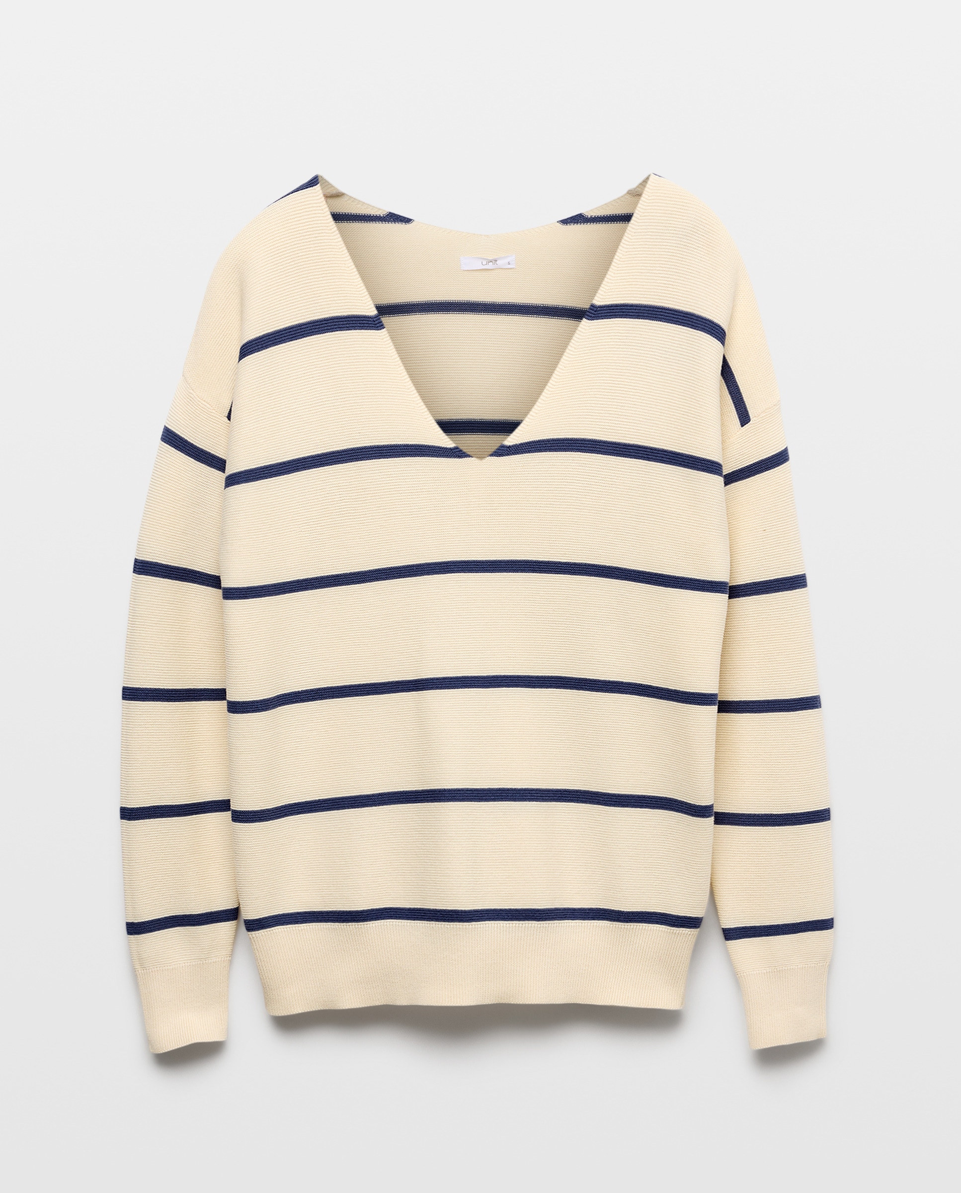 Jersey de mujer básico cuello pico Azul-4