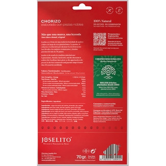 Chorizo loncheados 100% natural de Salamanca sobre 70 g - Joselito