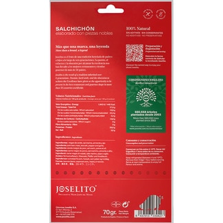 Salchichón loncheado 100% natural de Salamanca sobre 70 g - Joselito