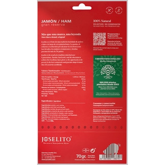 Jamón Gran Reserva en lonchas 100% natural de Salamanca sobre 70 g - Joselito