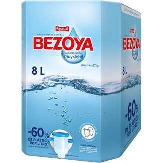 BEZOYA agua mineral natural de mineralización muy débil Bag in Box caja 8 l con dispensador de agua en el interior