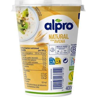 Big Pot especialidad vegetal de soja natural con avena bajo en azúcares envase 400 g sin lactosa - Alpro