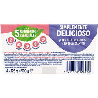 Especialidad vegetal de soja 2 arándanos + 2 de frutos rojos sin gluten sin lactosa pack 4 unidades 125 g - Alpro