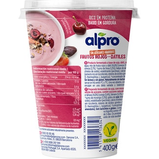 Big Pot especialidad vegetal de soja con frutos rojos y dátiles envase 400 g sin gluten sin lactosa - Alpro