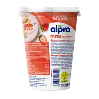 Big Pot especialidad vegetal de soja con fresa bajo en grasas envase 400 g sin gluten sin lactosa - Alpro