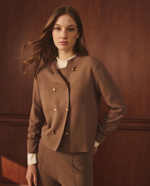 Lloyd's - Chaqueta de punto de mujer con manga larga y punto cerrojillo.