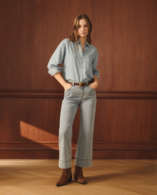 Lloyd's - Camisa de mujer manga larga denim.