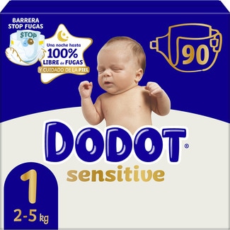 DODOT Sensitive pañales recién nacido de 2 a 5 kg talla 1 caja 90 unidades