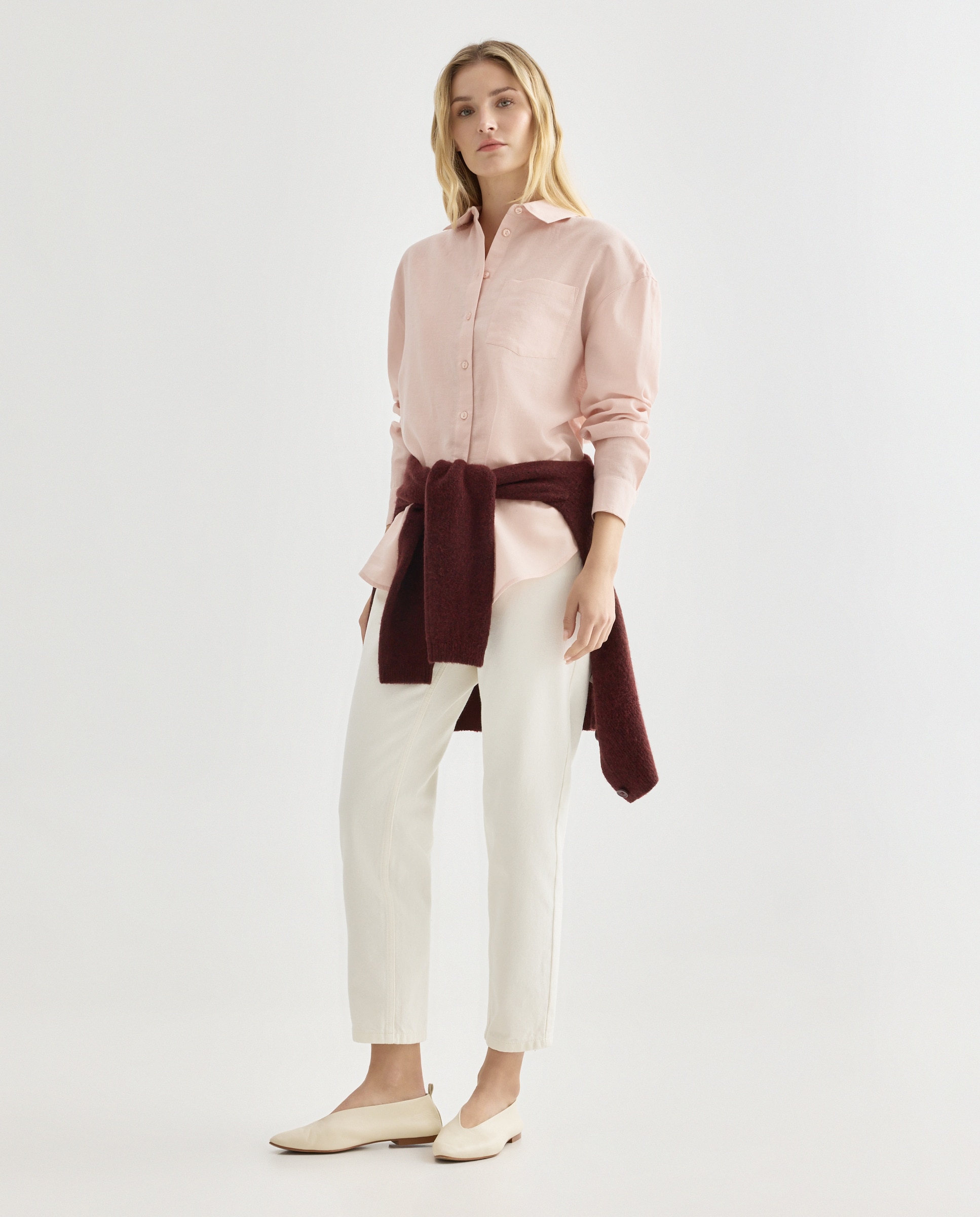 Camisa de mujer de algodón Rosa claro-2