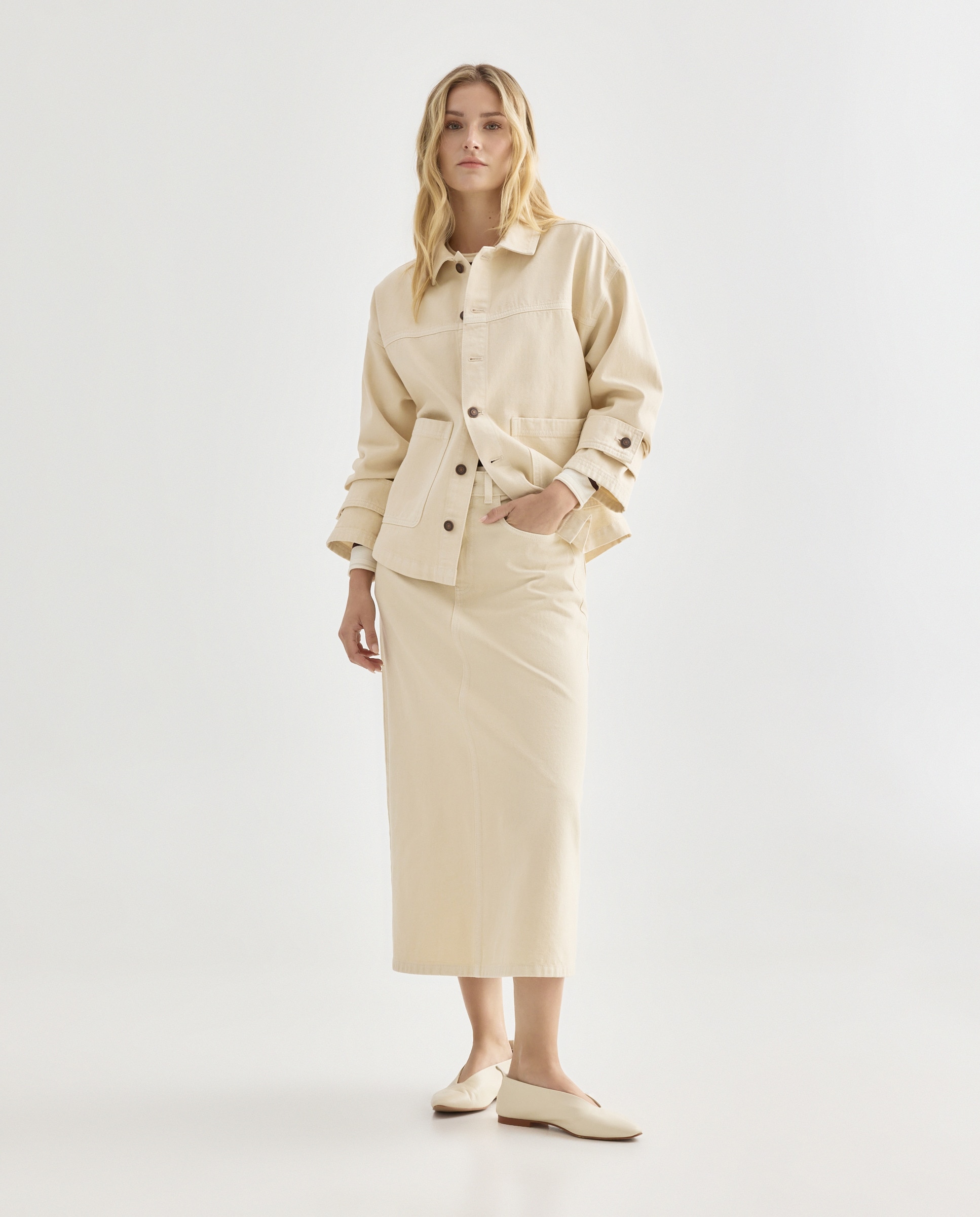 Imagen 0 de Falda de mujer de algodón evasé total look