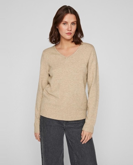 Vila - Jersey de mujer punto cuello pico.