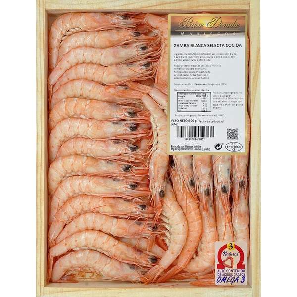 Gekochte weiße Garnele 120-140 Stück/kg Box 400 g