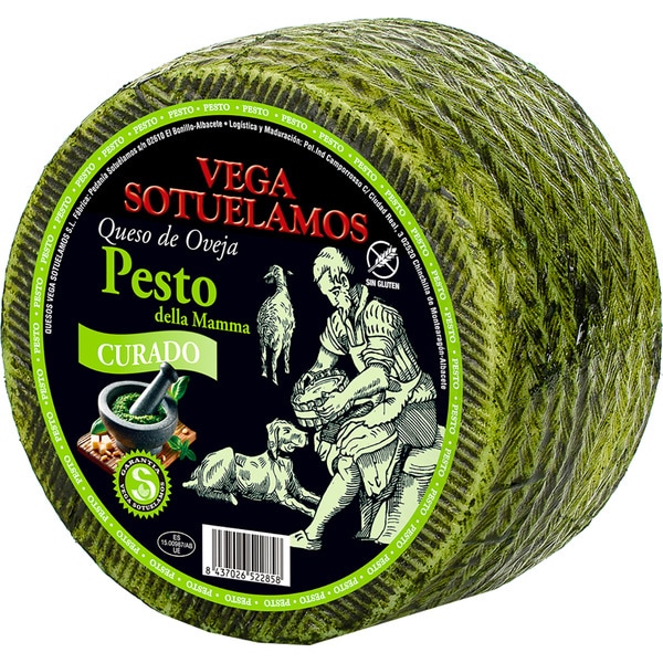 mature sheep's cheese with pesto approximate weight piece 3,5 kg