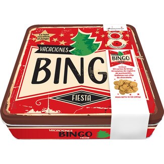 ORIGINAL GOURMET gallegas chips chocolate Vacaciones Bingo Fiesta tin 283 g con 50 cartas de bingo y 10 tarjetas de puntuación