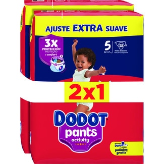 DODOT Acticity Pants Windeln 12 bis 17 kg Größe 5 extra weich 2er-Pack Taschen 38 Einheiten