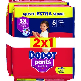DODOT Activity Pants Windeln 14-19 kg Größe 6 extra weich 2er-Pack Taschen 35 Einheiten