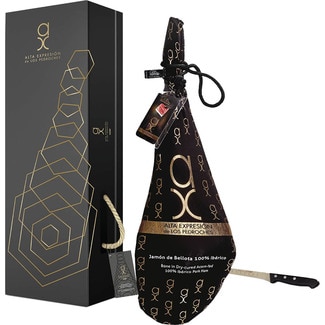 ALTA EXPRESION Etui Premium Collection mit Eichelschinken 100% vom iberischen Schwein g.U. Los Pedroches Stück 7 kg + Schinkenmesser