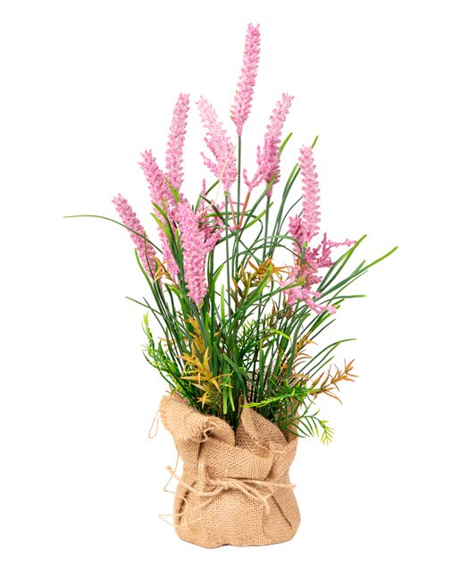 Maceta lavanda en tela de saco