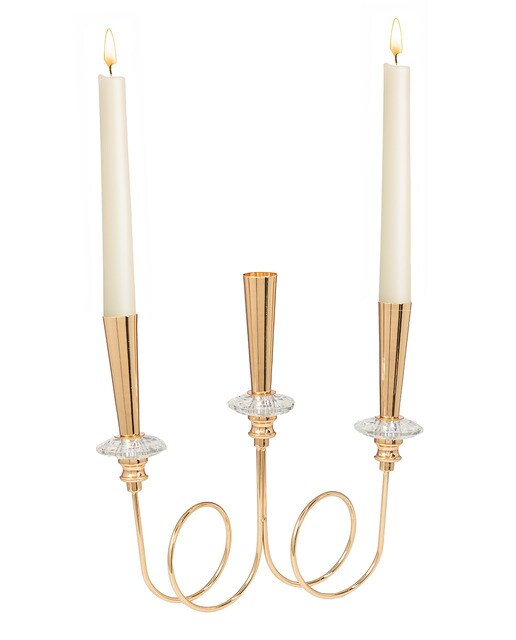 Candelabro metal nudo c vidrios