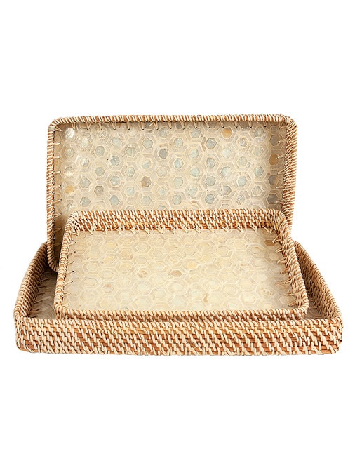 Set3 bandejas nacar rattan