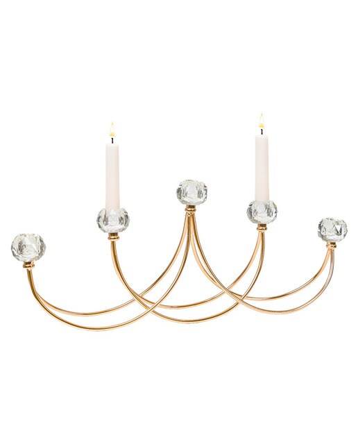 Candelabro 5 velas metal vidrio
