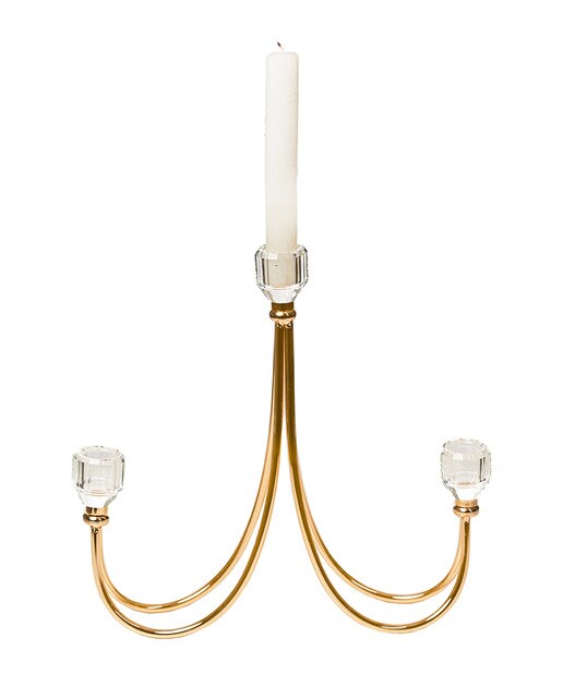 Candelabro 3 velas metal vidrio