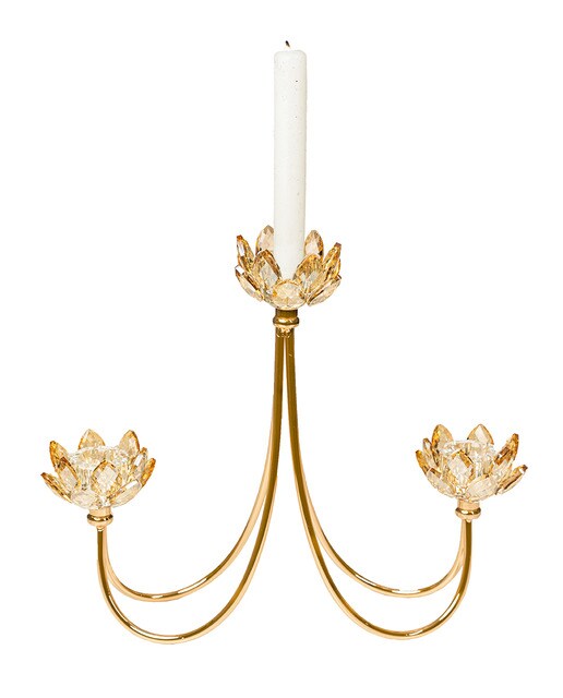 Candelabro 3 velas metal vidrio