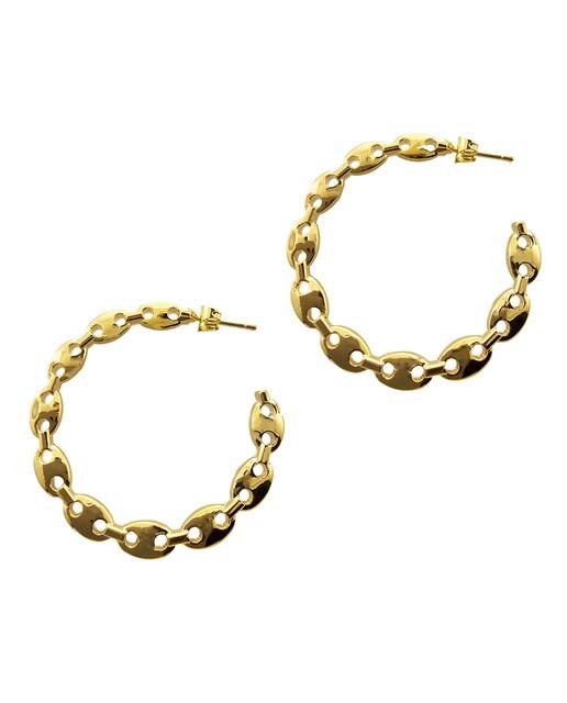 Pendientes en acero bañado en oro de 18 kt.Acero bañado en oro de 18 Kt.Peso: 11,1 grTipo de cierre: Presión