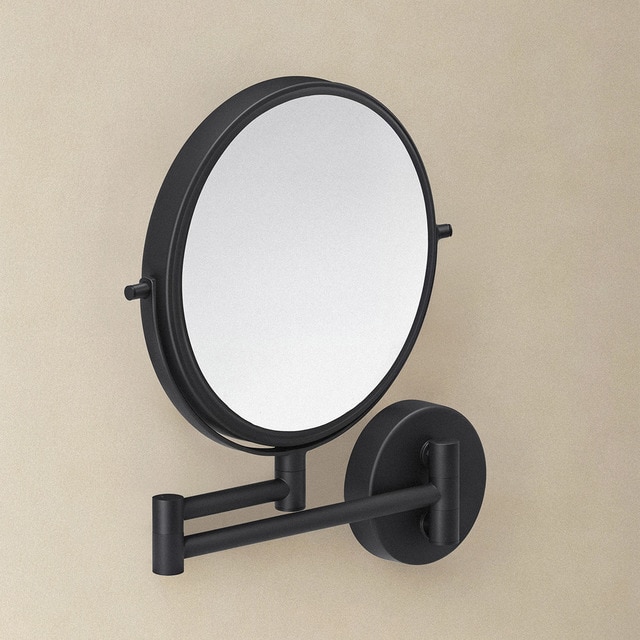 Espejo cosmético de pared negro mate con aumento x5
