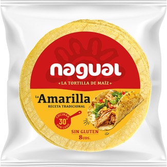 NAGUAL tortilla de maíz amarilla sin gluten 8 unidades bolsa 200 g