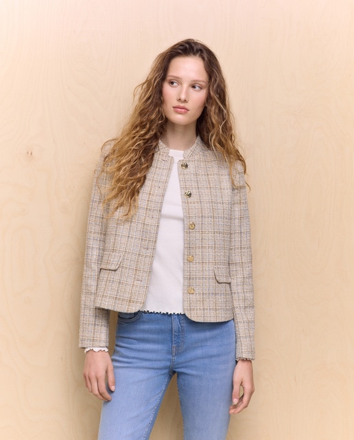 Easy Wear - Chaqueta de mujer tweed con botones joya.