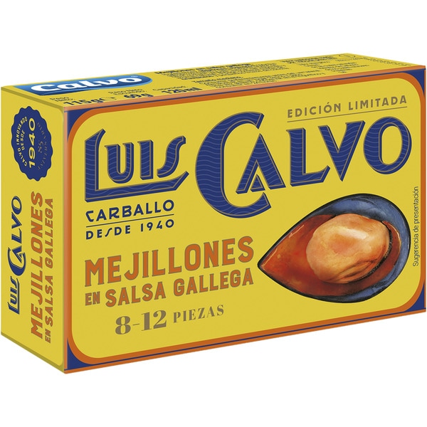 Mussels in Galician sauce 8-12 mussels tin 69 drained weight g