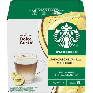 STARBUCKS café 100% arábica Madagascar vainilla macchiato estuche 6 cápsulas compatibles con cafeteras Dolce Gusto