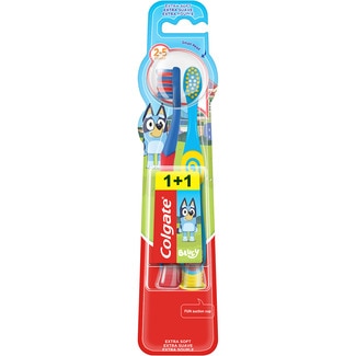 COLGATE Bluey children's extra soft toothbrush for 2 to 5 years 1+1