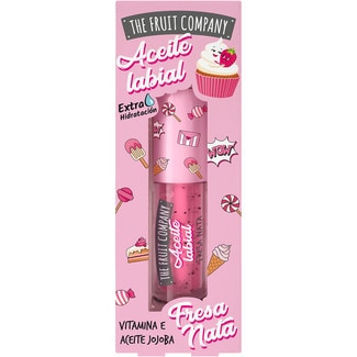 FRUIT COMPANY aceite labial fresa nata con vitamina E y aceite de jojoba extra hidratación unidad 3,6 ml