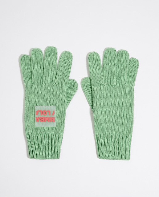 Guantes de mujer de punto con etiqueta.