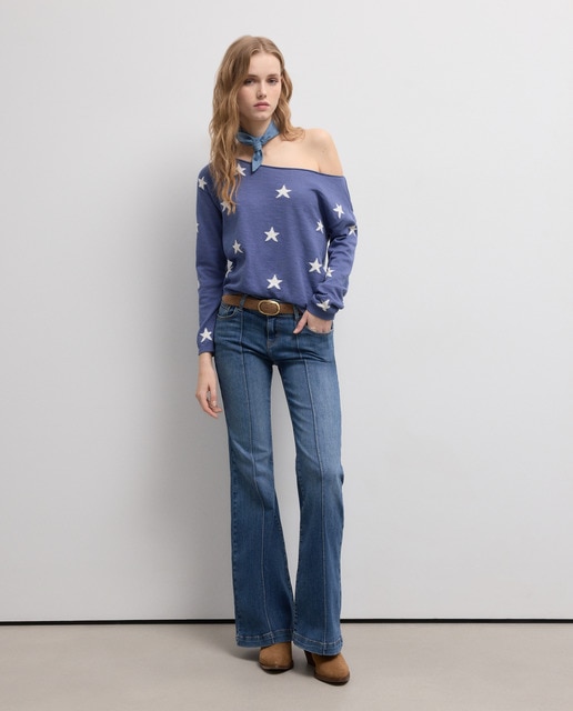 Green Coast - Pantalón campana de mujer con nervio.