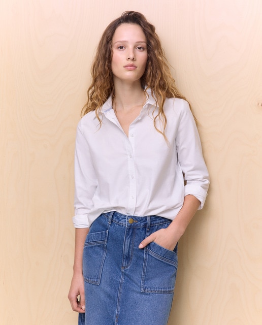 Easy Wear - Camisa de algodón lisa de mujer.