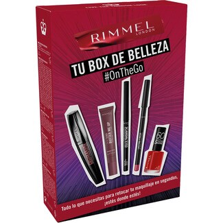RIMMEL Etui On The Go mit Wimperntusche, Kajalstift, Lippenstift, Lippenbalsam und Nagellack