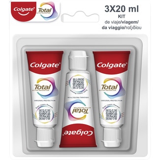 COLGATE TOTAL Zahnpasta Original Reisegröße, 3er-Pack Rohre 20 ml