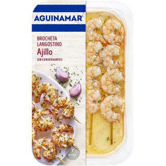 AGUINAMAR Riesengarnelen-Knoblauchspieß 4 Stück Schale 145 g