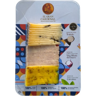 EL GRAN CARDENAL tabla de quesos oveja trufado, mezcla con vino Ribera del Duero y mezcla con cúrcuma envase 300 g