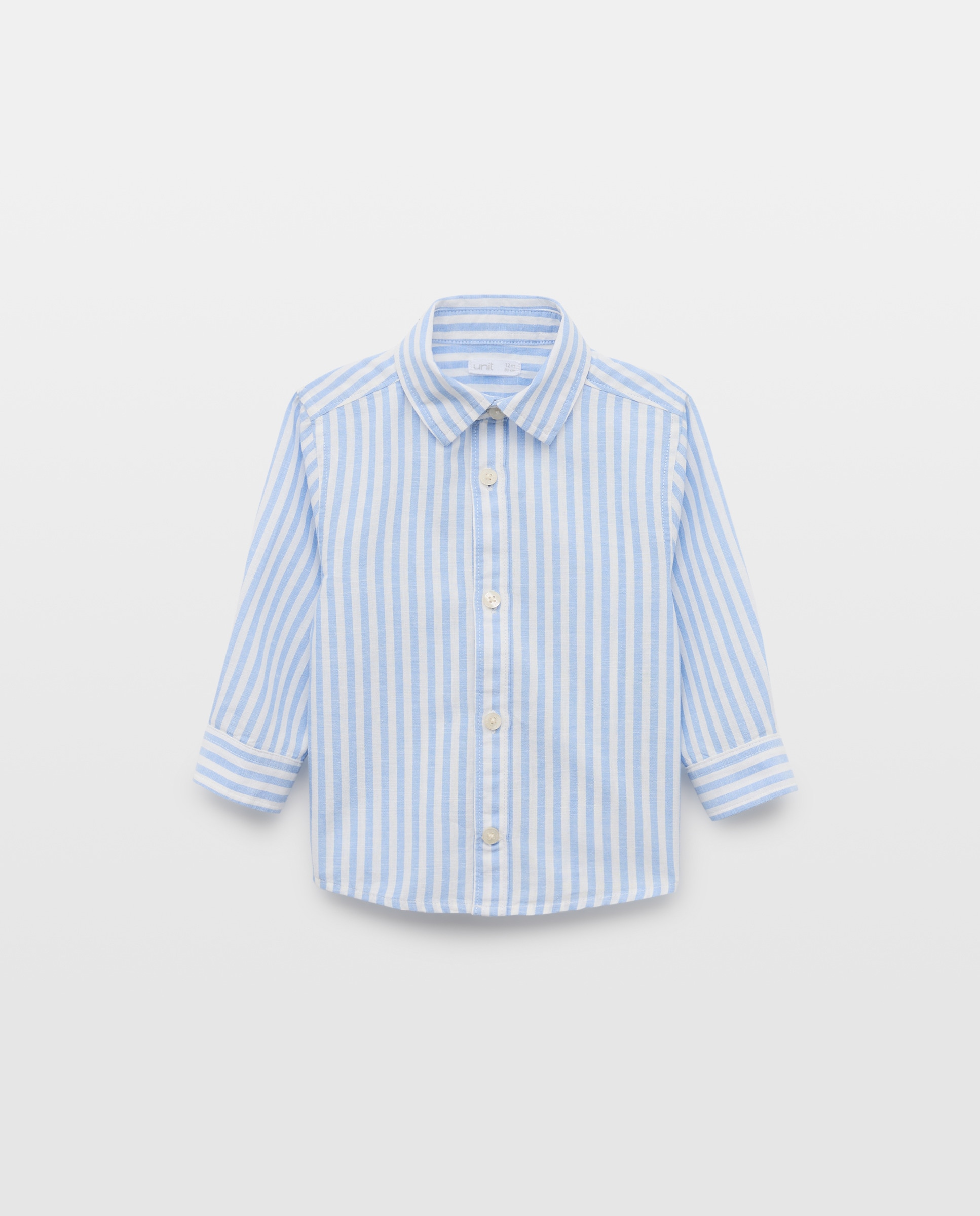 Camisa de bebé algodón-lino rayas 400 Azul-1