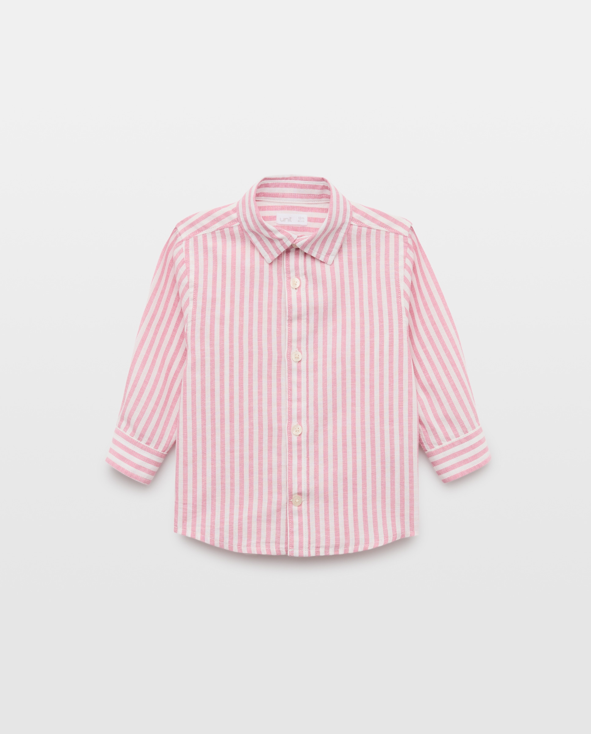 Camisa de bebé algodón-lino rayas 230 Rosa oscuro-1