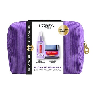 L'OREAL Kulturbeutel Aufpolsternde Routine mit auffüllendem Serum + Filler-Tagescreme