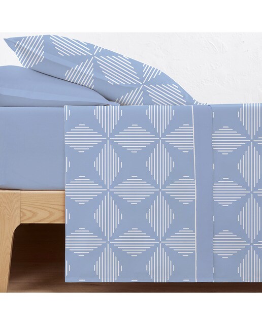 Juego de Sábanas Afelpado Coralina Invierno Rumb Azul