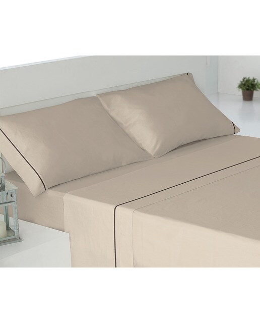 Juego de Sábanas Afelpado Franela Algodón Premium Beige