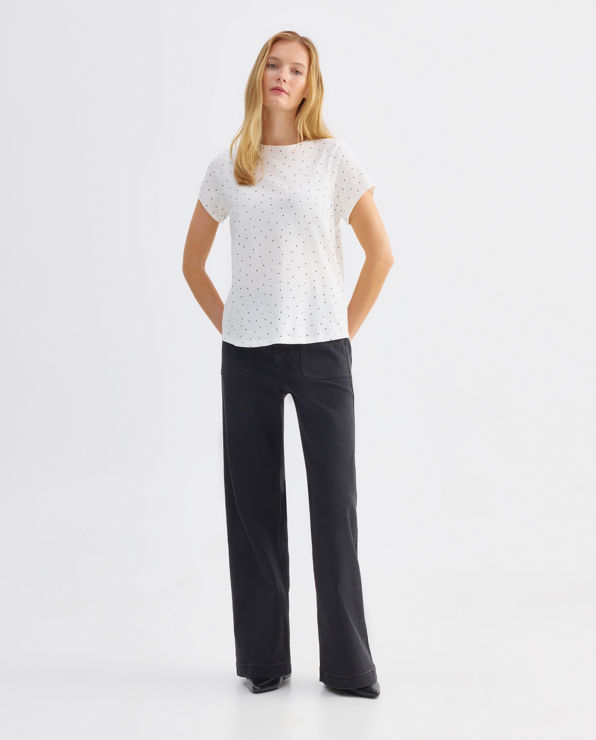 Imagen 0 de Denim wide-leg bolsillos plaston de mujer