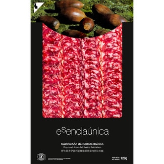 ESENCIAUNICA Salchichón-Aufschnitt aus Eichelmast vom 100% Iberischen Schwein glutenfrei Behälter 120 g