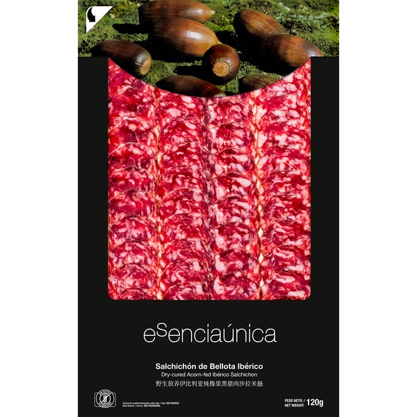 Salchichón-Aufschnitt aus Eichelmast vom 100% Iberischen Schwein glutenfrei Behälter 120 g